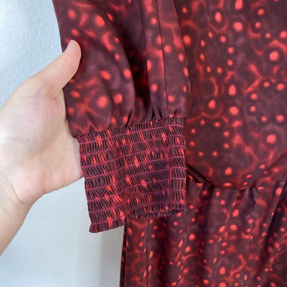 ALICE & OLIVIA Leiby Wide Leg Jumpsuit in Bordeaux Dot Size Medium - Picture 7 of 11